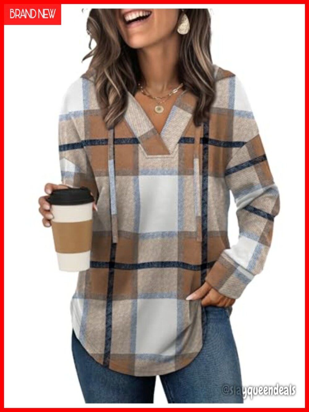 Trendy V Neck Oversized Hoodie for Women Fall Plus Size Long Sleeve
